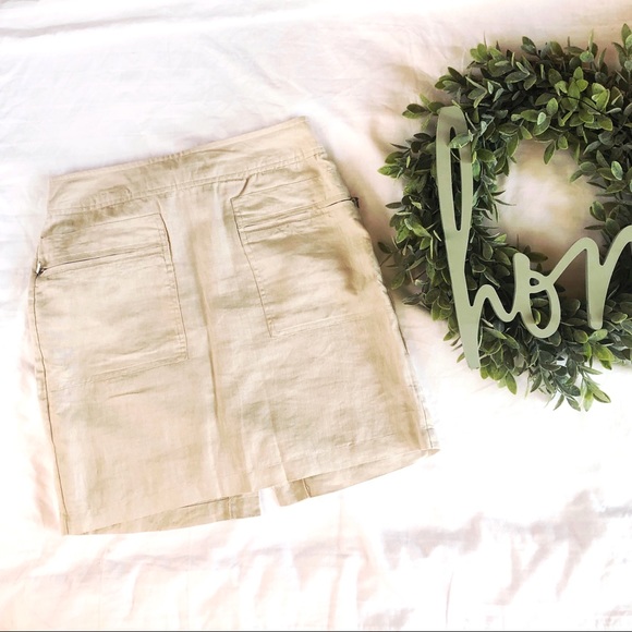 { WILLI SMITH } Light Tan Khaki Linen Skirt - Picture 2 of 7